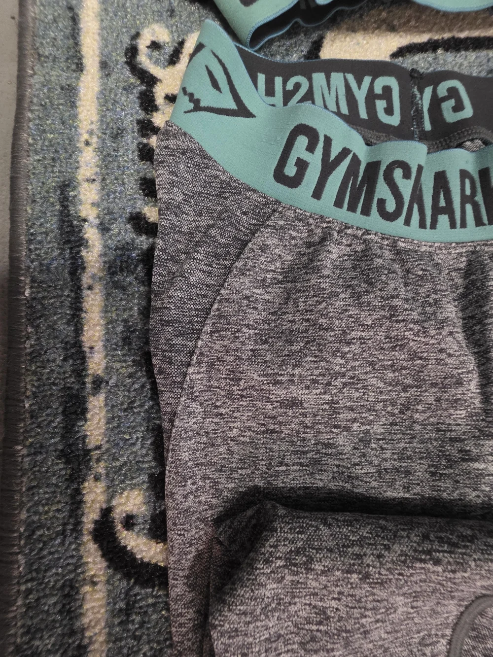 Gymshark Gray Track Joggers with Teal Logo Waistband